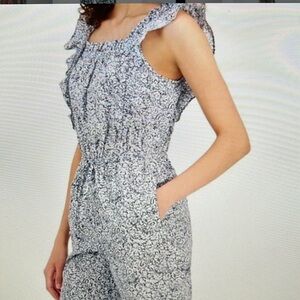 INC International Concepts Floral Jumpsuit Romper Blue Floral XL
